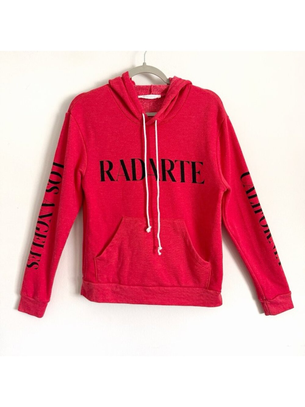 Rodarte Radarte Red Hoodie Drawstring Sweatshirt Kangaroo Pocket Size Small
